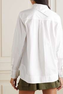 GANNI + NET SUSTAIN рубашка асимметричного кроя из хлопкового поплина, белый