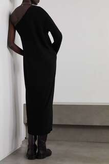 FRANKIE SHOP трикотажное платье миди Lina с одним рукавом, черный