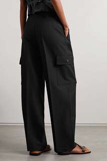 FRANKIE SHOP Широкие тканые брюки карго Maesa со складками, черный
