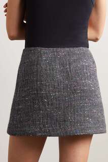 GANNI + NET SUSTAIN мини-юбка с запахом из букле из смесовой шерсти из переработанной шерсти, серый