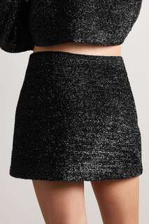 GANNI + NET SUSTAIN мини-юбка из металлизированного трикотажа из переработанного материала, черный