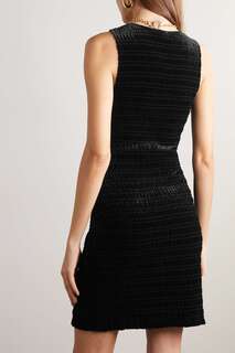GANNI Присборенное платье мини из эластичного переработанного бархата, черный