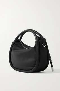GANNI Мини-сумка через плечо из переработанной ракушки с кожаной отделкой, черный