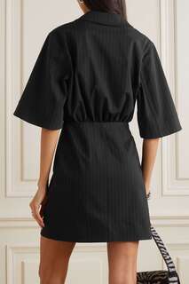 GANNI Платье мини из переработанного твила +NET SUSTAIN в тонкую полоску, черный
