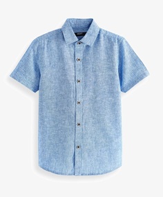 Рубашка Next Short Sleeve Blend Standard, голубой