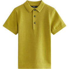Футболка-поло Next Short Sleeve Textured Standard, зеленовато-желтый
