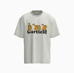 Футболка Garfield print boxy fit short sleeve, белый Bershka