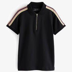 Футболка-поло Next Short Sleeve Zip Neck Standard, черный