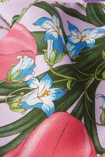GUCCI шелковый шарф Petit Fly Flora с цветочным принтом, сиреневый