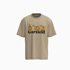 Футболка Garfield print boxy fit short sleeve, бежевый Bershka