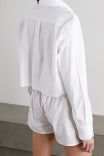 HOMMEGIRLS Укороченная рубашка из хлопкового поплина с вышивкой, белый