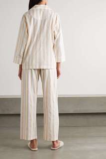 HONNA + NET SUSTAIN пижамный комплект из органического хлопка и вуали в полоску, бежевый