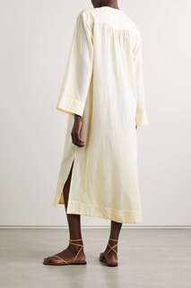 HONORINE жатое платье миди Saylor из хлопкового газа, кремовый