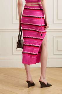 JACQUEMUS юбка миди из жатого хлопка с вырезом Concha и полосками со сборками, розовый