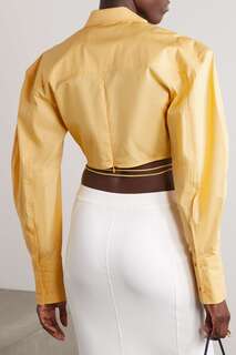 JACQUEMUS Укороченная рубашка Plidao из смесового поплина с хлопковым декором, желтый