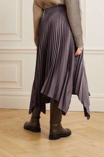 JOSEPH атласная юбка миди асимметричного кроя Ade со складками, коричневый