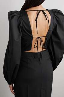 JOHANNA ORTIZ Укороченная блузка из смесового хлопкового поплина с открытой спиной, черный