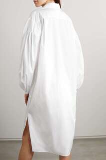 JOSEPH плиссированное платье-рубашка Montague из хлопкового поплина с поясом, белый