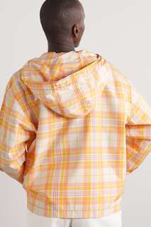 LACOSTE Куртка с капюшоном и аппликацией из хлопкового твила с молнией до половины, апельсин