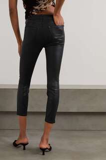 L&apos;AGENCE укороченные джинсы скинни Margot с покрытием и высокой посадкой, черный L'agence