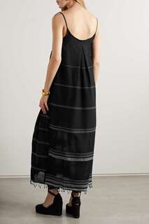 LEMLEM + NET SUSTAIN Платье миди Leliti из хлопка с бахромой, черный