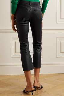 L&apos;AGENCE укороченные расклешенные джинсы Kendra с бахромой и покрытием, черный L'agence