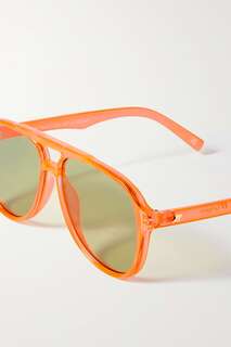 LE SPECS Солнцезащитные очки-авиаторы Tragic Magic из неонового ацетата, апельсин