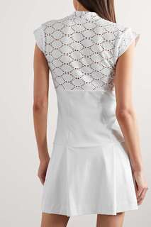 L&apos;ETOILE SPORT теннисное платье из стрейч-джерси с отделкой бродери англез, белый
