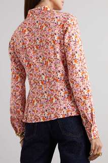 LORETTA CAPONI + NET SUSTAIN Рубашка Bruna с кружевной отделкой и цветочным принтом, красный