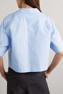 LOULOU STUDIO + NET SUSTAIN Укороченная рубашка Mana из органического хлопка и поплина, светло-синий