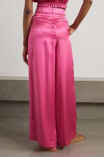 MAISON ESSENTIELE + NET SUSTAIN Bed Suit плиссированные шелково-атласные широкие пижамные штаны, розовый