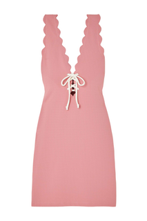 MARYSIA платье мини Amagansett из сирсакера с фестонами, розовый