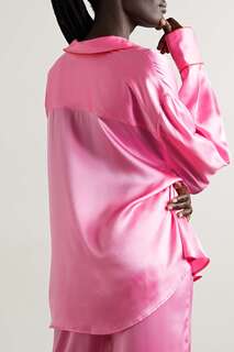 MAISON ESSENTIELE Пижамная рубашка из шелкового атласа с окантовкой, розовый