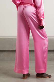 MAISON ESSENTIELE Пижамные брюки из шелкового атласа с окантовкой, фуксия