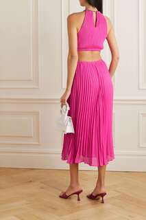 MICHAEL MICHAEL KORS Платье миди из плиссе и жоржета с вырезами, ярко-розовый