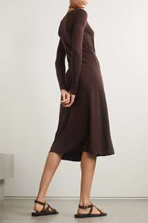 NINETY PERCENT платье миди Brynn со сборками из эластичного лиоцелла TENCEL, темно-коричневый