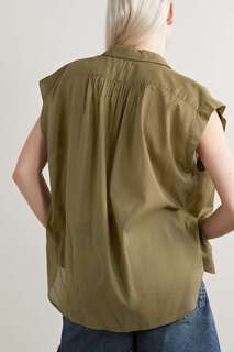 NILI LOTAN блузка Normandy из хлопка и вуали, зеленый
