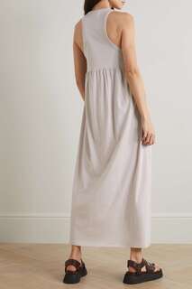 NINETY PERCENT Платье макси из органического хлопка и джерси со сборками, серый