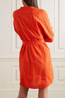 MELISSA ODABASH платье-рубашка мини Emily из хлопка с отделкой крючком, ярко-оранжевый