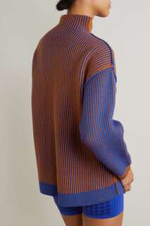 NAGNATA Двухцветный свитер Hinterland из шерсти мериноса в рубчик, бронзовый