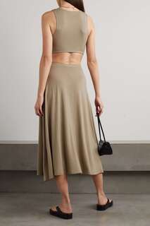 NINETY PERCENT Платье миди Argo с вырезом из лиоцелла TENCEL стрейч, коричневый