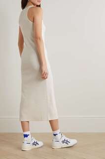 NINETY PERCENT платье миди Ftan в рубчик из эластичного органического хлопка, кремовый