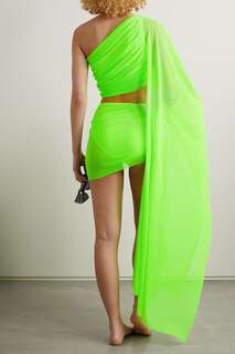 NORMA KAMALI лиф бикини Diana на одно плечо из эластичного тюля с драпировкой, ярко-зеленый