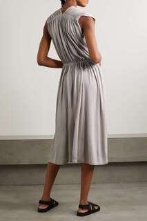 NINETY PERCENT Платье миди TENCEL Modal со сборками Acro, серый