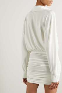 NORMA KAMALI Платье мини из стрейч-джерси с рюшами, белый