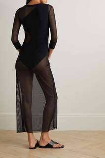 NORMA KAMALI платье макси из эластичной сетки, черный