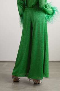 OSÉREE Широкие брюки Lumière из эластичного трикотажа с эффектом металлик, зеленый