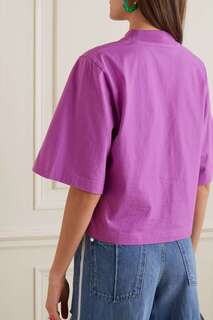 PALM ANGELS Укороченная футболка из хлопкового джерси с принтом, фиолетовый