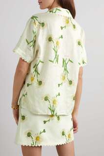 OROTON рубашка Field Daisy с цветочным принтом и фестонами, кремовый