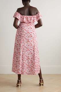 PEONY + NET SUSTAIN Платье миди Posy с открытыми плечами и цветочным принтом из органического хлопка и смеси ECOVERO, розовый